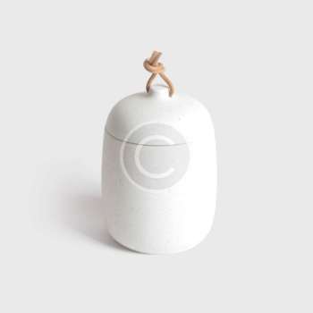 White vase with cover